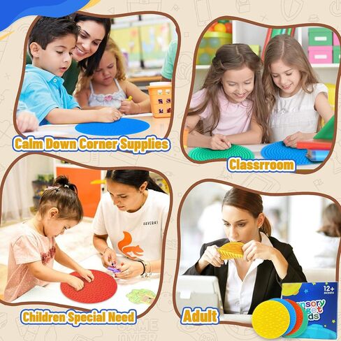 4PC Sensory Wall Fidget Toys for Toddler Baby 1-3 Classroom Must Have Sensory Mats for Kid Autism ADHD Quiet Silicone Tactile Pad Desk Toy Calm Down Item Mini Floor Tiles Fidget Autistic Special Needs in Saudi Arabia