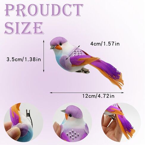 LWINGFLYER 12pcs Claw Artificial Birds Feather Foam Birds Ornaments Suitable for DIY Craft Wedding Home Garden Party Decoration in Kuwait