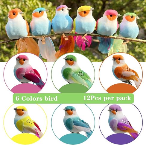 LWINGFLYER 12pcs Claw Artificial Birds Feather Foam Birds Ornaments Suitable for DIY Craft Wedding Home Garden Party Decoration in Kuwait