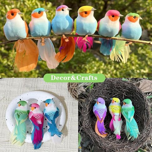 LWINGFLYER 12pcs Claw Artificial Birds Feather Foam Birds Ornaments Suitable for DIY Craft Wedding Home Garden Party Decoration in Kuwait