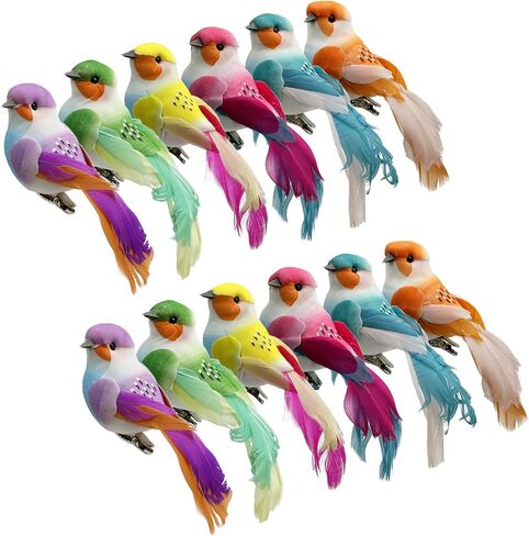 LWINGFLYER 12pcs Claw Artificial Birds Feather Foam Birds Ornaments Suitable for DIY Craft Wedding Home Garden Party Decoration in Kuwait