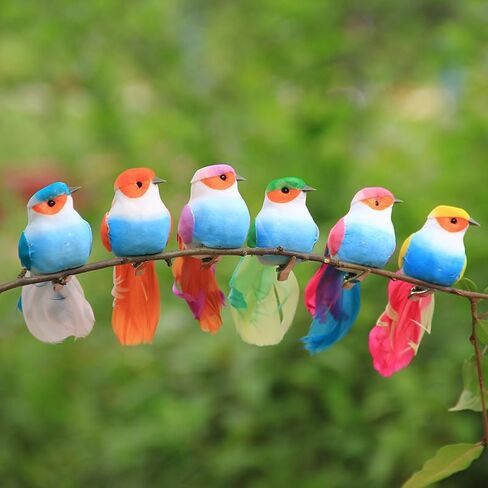 LWINGFLYER 12pcs Claw Artificial Birds Feather Foam Birds Ornaments Suitable for DIY Craft Wedding Home Garden Party Decoration in Kuwait