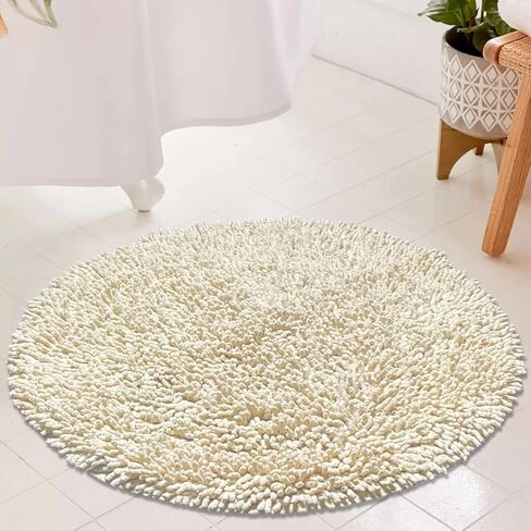 Chardin home Navy Blue Round Bath Mat | 2 feet Boho Bathroom Rug | Also Perfect for Kids Rooms, Nurseries, Bedside, dorms, Half Baths and Powder Rooms | Machine Washable, Soft & Plush in Kuwait