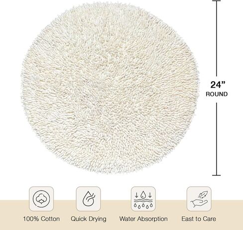 Chardin home Navy Blue Round Bath Mat | 2 feet Boho Bathroom Rug | Also Perfect for Kids Rooms, Nurseries, Bedside, dorms, Half Baths and Powder Rooms | Machine Washable, Soft & Plush in Kuwait