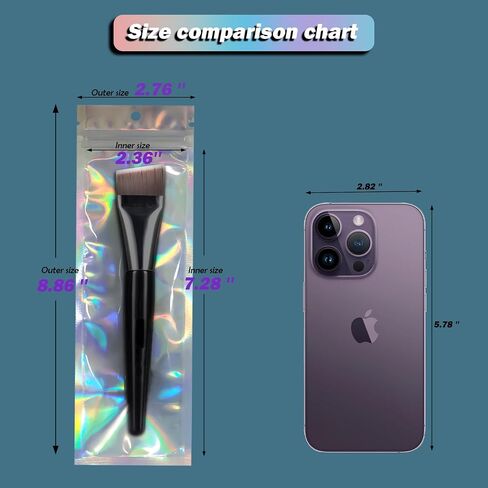 100 Pcs 2.7x9 Inch Holographic Pen Bags - Resealable Smell-Proof Packaging Bags for Party Favors, Food Storage, Cosmetics, Jewelry, Craft Supplies & Lip gloss in Saudi Arabia