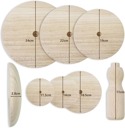 Pottery Molds Clay Tools 4.5" & 5.5" & 6.5" & 7.5" 8.5“ Set of 5 Wooden Pottery Tools with Handle for Making Bowls & Plates in Saudi Arabia
