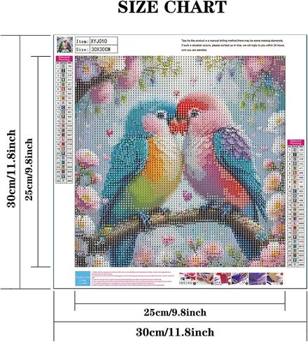 wavaiov 5D Diamond Painting Kits for Adult Beginners, Two Birds on a Branch Diamond Art Kits,DIY Full Drill Floral Diamond Dot Gem Art for Home Decor 13.78 x 13.78 Inch in Saudi Arabia