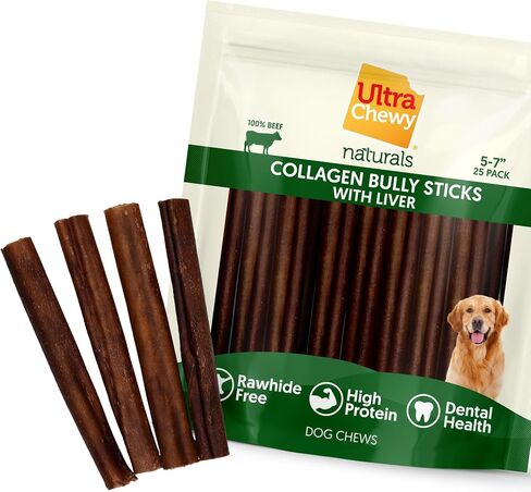 Ultra Chewy Collagen Sticks 5-7 inches (25 Pack) – Long Lasting Odor-Free, All-Natural Dog Chews – Rawhide & Bully Stick Alternative in Kuwait