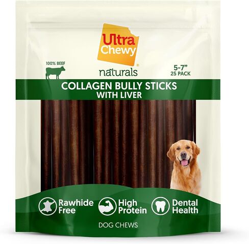 Ultra Chewy Collagen Sticks 5-7 inches (25 Pack) – Long Lasting Odor-Free, All-Natural Dog Chews – Rawhide & Bully Stick Alternative in Kuwait
