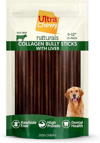 Ultra Chewy Collagen Sticks 5-7 inches (25 Pack) – Long Lasting Odor-Free, All-Natural Dog Chews – Rawhide & Bully Stick Alternative in Kuwait