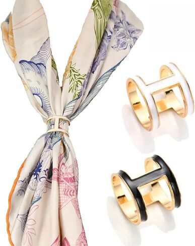 SYWDUDUCLT 2 Pcs Scarf Rings For Women, Fashion Metal Scarf Buckle, Black/White in Saudi Arabia