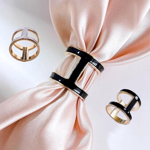SYWDUDUCLT 2 Pcs Scarf Rings For Women, Fashion Metal Scarf Buckle, Black/White in Saudi Arabia