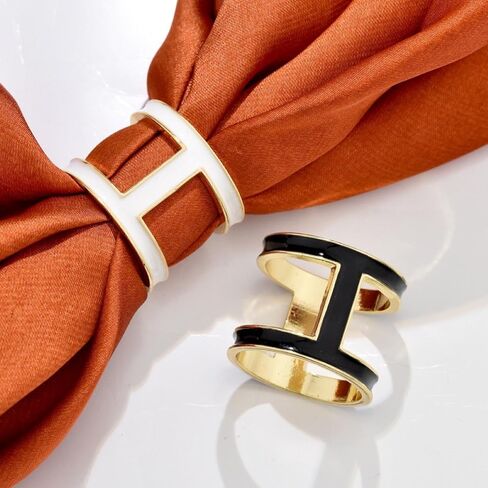 SYWDUDUCLT 2 Pcs Scarf Rings For Women, Fashion Metal Scarf Buckle, Black/White in Saudi Arabia