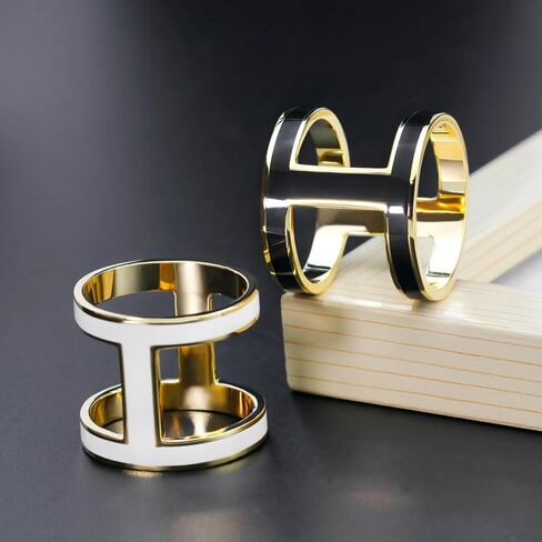 SYWDUDUCLT 2 Pcs Scarf Rings For Women, Fashion Metal Scarf Buckle, Black/White in Saudi Arabia