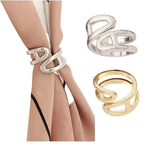 SYWDUDUCLT 2 Pcs Scarf Rings For Women, Fashion Metal Scarf Buckle, Black/White in Saudi Arabia