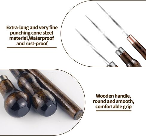 6 PCS مجموعة أدوات AWL ، أداة جلدية مثقلة علامة AWL أداة ، دقة مقبض مقبض أداة لكمة لخياطة الجلود ، وضع العلامات ، الخشب الحرف ، إصلاح الأحذية in Kuwait