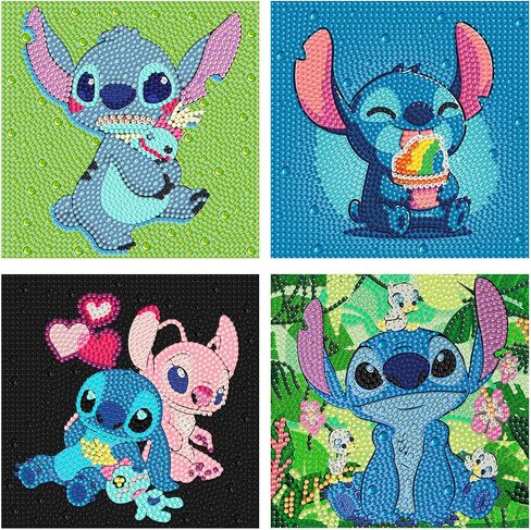 Strmnbte 4 Pack Diamond Art Painting for Kids, Diamond Art Kits for Kids Ages 4-8, Easy Gem Art Kit for Kid for Gift Home Wall Decor 7x7inch in Saudi Arabia