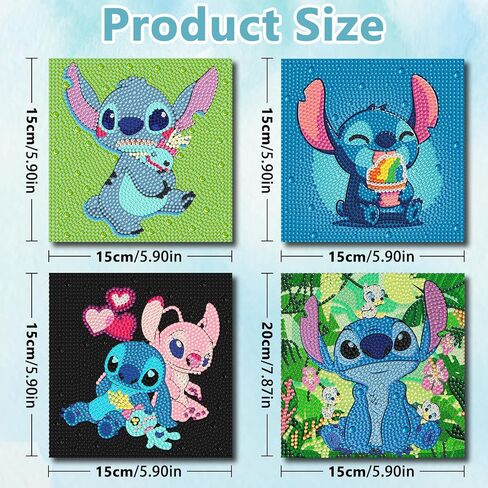 Strmnbte 4 Pack Diamond Art Painting for Kids, Diamond Art Kits for Kids Ages 4-8, Easy Gem Art Kit for Kid for Gift Home Wall Decor 7x7inch in Saudi Arabia