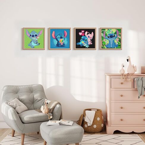 Strmnbte 4 Pack Diamond Art Painting for Kids, Diamond Art Kits for Kids Ages 4-8, Easy Gem Art Kit for Kid for Gift Home Wall Decor 7x7inch in Saudi Arabia