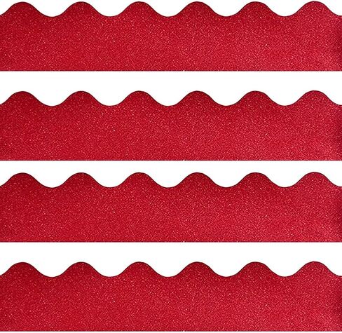 30 Pcs 13 Inches Glitter Bulletin Board Borders Wide Scalloped Border Trim Classroom Wall Holiday Borders for School Party Wall Red in Kuwait