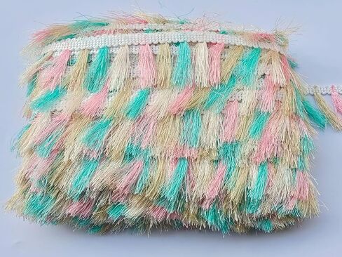 Tassel Fringe Trim 5CM 8 Yards for Sewing Craft DIY Decoration (2405, Khaki Pink Beige Turquoise) in Saudi Arabia