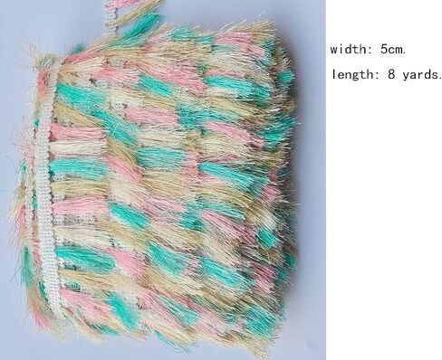 Tassel Fringe Trim 5CM 8 Yards for Sewing Craft DIY Decoration (2405, Khaki Pink Beige Turquoise) in Saudi Arabia