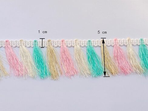 Tassel Fringe Trim 5CM 8 Yards for Sewing Craft DIY Decoration (2405, Khaki Pink Beige Turquoise) in Saudi Arabia