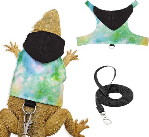 Bearded Dragon Lizard Hoodie Leash Suit Reptile pet Outdoor Chest Harness Chameleon Squirrel Leash Hooded Clothes Suitable for Bearded Dragon Lizard Reptiles（Red hat） in Kuwait