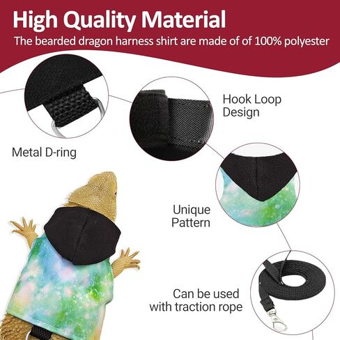 Bearded Dragon Lizard Hoodie Leash Suit Reptile pet Outdoor Chest Harness Chameleon Squirrel Leash Hooded Clothes Suitable for Bearded Dragon Lizard Reptiles（Red hat） in Kuwait