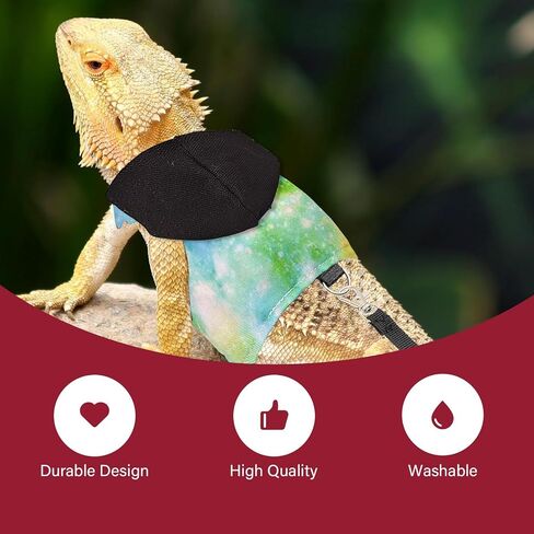 Bearded Dragon Lizard Hoodie Leash Suit Reptile pet Outdoor Chest Harness Chameleon Squirrel Leash Hooded Clothes Suitable for Bearded Dragon Lizard Reptiles（Red hat） in Kuwait