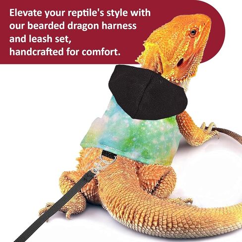 Bearded Dragon Lizard Hoodie Leash Suit Reptile pet Outdoor Chest Harness Chameleon Squirrel Leash Hooded Clothes Suitable for Bearded Dragon Lizard Reptiles（Red hat） in Kuwait