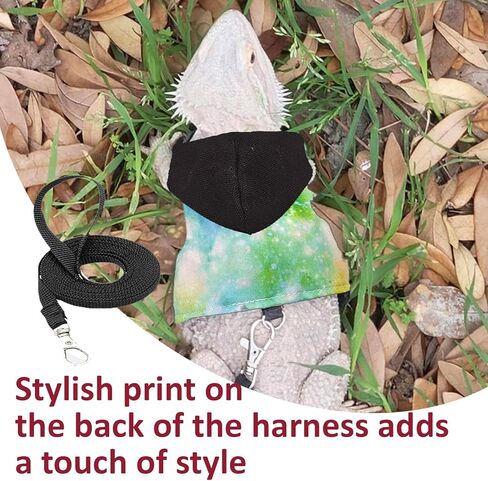 Bearded Dragon Lizard Hoodie Leash Suit Reptile pet Outdoor Chest Harness Chameleon Squirrel Leash Hooded Clothes Suitable for Bearded Dragon Lizard Reptiles（Red hat） in Kuwait