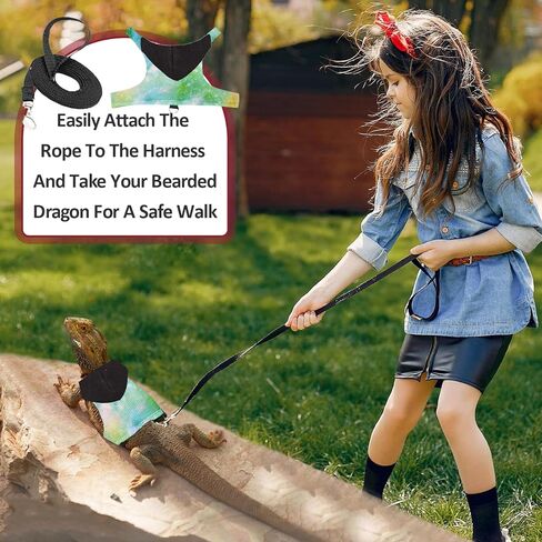 Bearded Dragon Lizard Hoodie Leash Suit Reptile pet Outdoor Chest Harness Chameleon Squirrel Leash Hooded Clothes Suitable for Bearded Dragon Lizard Reptiles（Red hat） in Kuwait