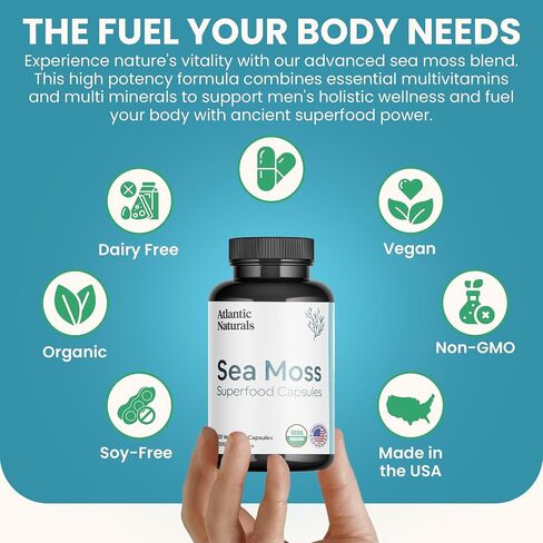 Sea Moss with Shilajit 5-in-1 Superfood Capsules - Sea Moss Supplement with Bladderwrack, Burdock Root & Black Pepper - Enhanced Absorption & Vitality - 2705 mg per Serving (60 ct) in Saudi Arabia