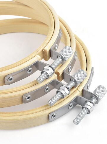TINDTOP 8 Pieces 4 Inch Embroidery Hoops, Bamboo Frame Circle Cross Stitch Hoop Ring Embroidery Hoops Set for Embroidery and Cross Stitch in Kuwait