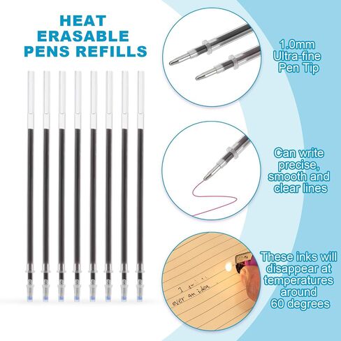 Patikil 100 PCS Amblable Ambels Albs ، 1 مم من النقوش المحفوظة للحرارة للقماش الذي يختفي قلمًا للحبر بخياطة كتابة خياطة ، حبر أسود in Saudi Arabia