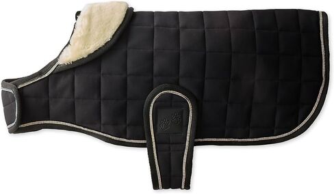 Quilted Dog Coat Pet Jacket with Crystal Bling for Small, Medium and Large Dogs, Black, Large in Saudi Arabia
