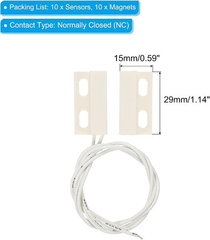 PATIKIL Magnetic Reed Switch, 10 Pack NC Wired Surface-Mounted Magnetic Contact Switch for Door Window, Black in Saudi Arabia