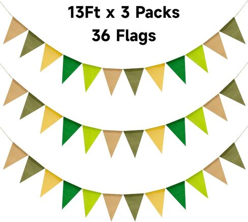 Burlap Banner Pre-Strung, 39Ft 36 Pcs Burlap Pennant Banner, Blank Burlap Banner, 5"x6.5" Customizable Burlap Banner for Holidays, Wedding, Baby Showers, Birthday Decoration in Saudi Arabia