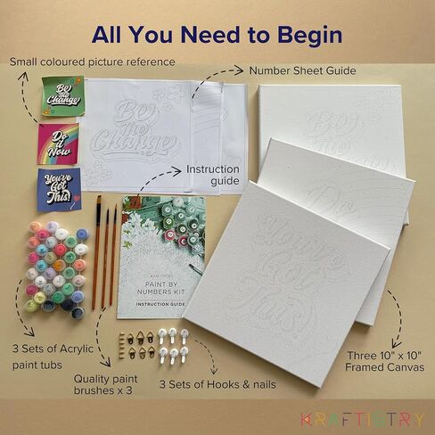 Kraftistry Framed Canvas Paint by Number for Adults Kids - DIY Paint by Numbers for Adults Beginner, 12"x16" Painting Kits for Adults, 3 Paint Brushes, Acrylic Paint, Hooks Nails (Italy) in Kuwait