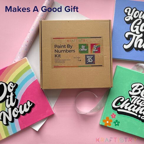 Kraftistry Framed Canvas Paint by Number for Adults Kids - DIY Paint by Numbers for Adults Beginner, 12"x16" Painting Kits for Adults, 3 Paint Brushes, Acrylic Paint, Hooks Nails (Italy) in Kuwait