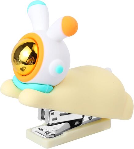 Honagu Cute Stapler, Cartoon Stereoscopic Silicone Stapler, Labor-Saving Office Supplies, Desktop Stationery Gift for Students Kids (Long Ear Milky White) in Kuwait