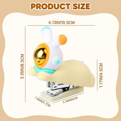 Honagu Cute Stapler, Cartoon Stereoscopic Silicone Stapler, Labor-Saving Office Supplies, Desktop Stationery Gift for Students Kids (Long Ear Milky White) in Kuwait