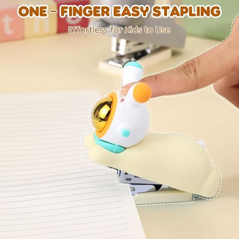 Honagu Cute Stapler, Cartoon Stereoscopic Silicone Stapler, Labor-Saving Office Supplies, Desktop Stationery Gift for Students Kids (Long Ear Milky White) in Kuwait