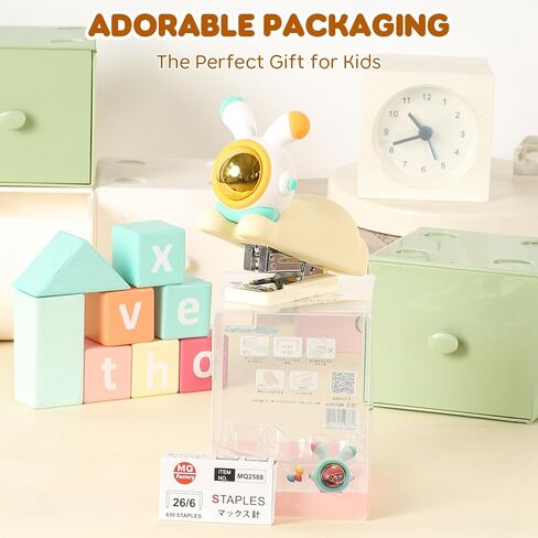 Honagu Cute Stapler, Cartoon Stereoscopic Silicone Stapler, Labor-Saving Office Supplies, Desktop Stationery Gift for Students Kids (Long Ear Milky White) in Kuwait