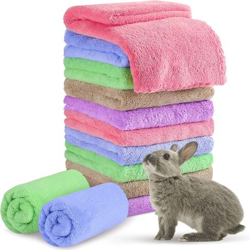 10 Pieces Guinea Pigs Blankets Hamster Fleece Cage Liners Soft Guinea Pig Accessories Small Animal Pet Blanket Sleep Bedding Mats Pet Supplies for Dog Puppy Cat (Mixed Colors,18 x 24 Inch) in Kuwait