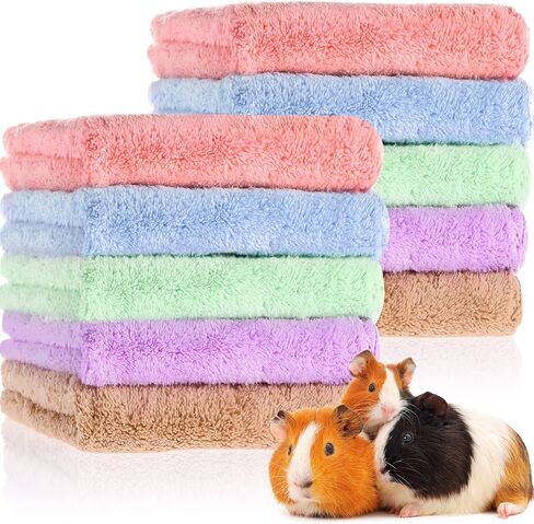 10 Pieces Guinea Pigs Blankets Hamster Fleece Cage Liners Soft Guinea Pig Accessories Small Animal Pet Blanket Sleep Bedding Mats Pet Supplies for Dog Puppy Cat (Mixed Colors,18 x 24 Inch) in Kuwait