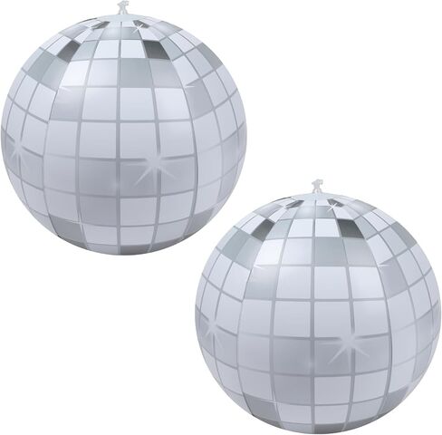 YOGFIT 2PCS/6PCS Disco Ball, 20 Inch Inflatable Disco Ball for Disco Party Decorations, Grey and White Grid Balloon Decor for Music Festivals Club Stage Props in Kuwait