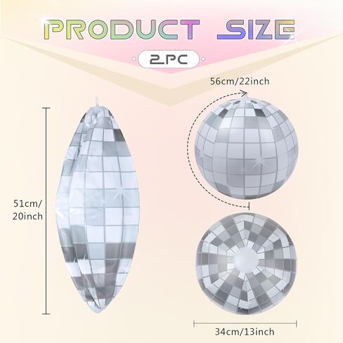 YOGFIT 2PCS/6PCS Disco Ball, 20 Inch Inflatable Disco Ball for Disco Party Decorations, Grey and White Grid Balloon Decor for Music Festivals Club Stage Props in Kuwait