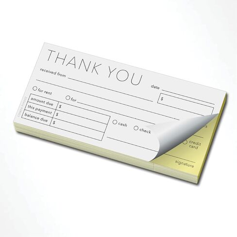 2-Part Receipt Book for Small Business, 6 x 2.75 Inches, 50 Forms/100 Sheets, White & Yellow Pages, Back Chipboard Support, Small Business Must Haves (Thank You - Model F) in Saudi Arabia